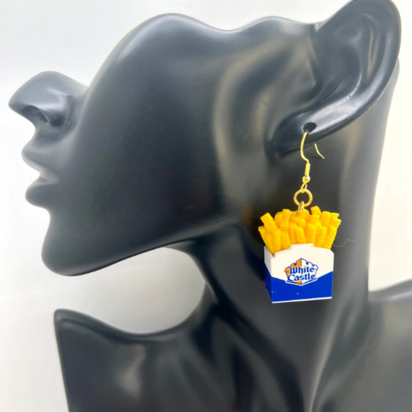 French Fries Earrings - Fast Food Earrings - White Castle, Hardees - Mini Brands - Picture 6 of 8